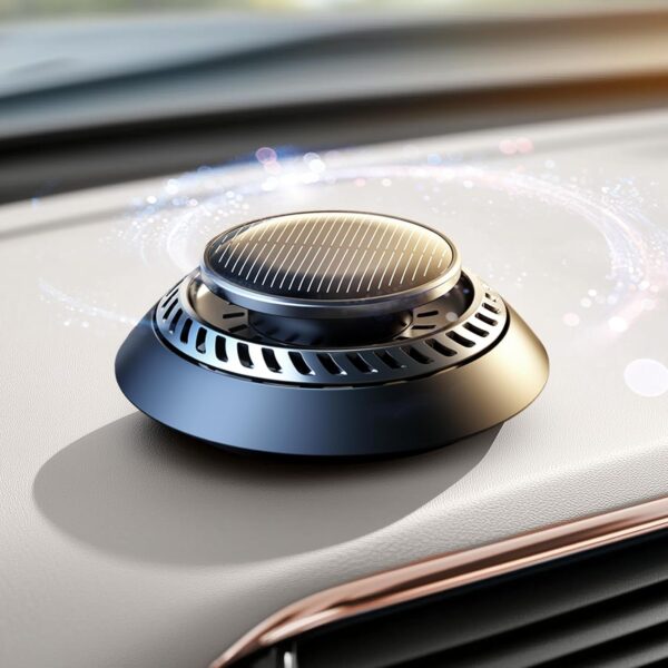 AromCeeniu Ambientador solar para coche F21, aceites esenciales de bricolaje, difusor giratorio automático con energía solar OVNI, fragancia francesa natural de colonia y océano, dos aceites, aleación de - Imagen 3